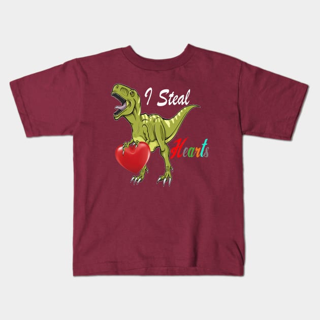 I Steal Hearts Valentines Day Boys Girls Gift Kids T-Shirt by Inspireshirt